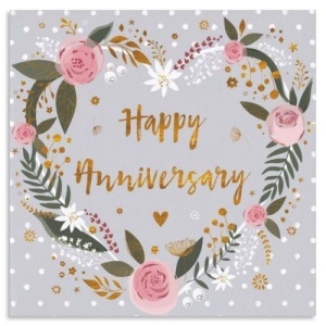 Floral Wreath Happy Anniversary Card